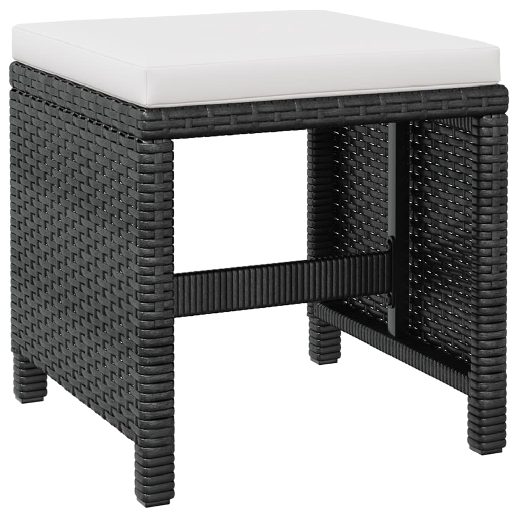 5 Piece Garden Dining Set Poly Rattan & Acacia Wood Black