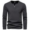 Men's Heavyweight Cotton Henley Long Sleeve T-Shirt, Spring/Autumn Style, Plus Size, Slim Fit