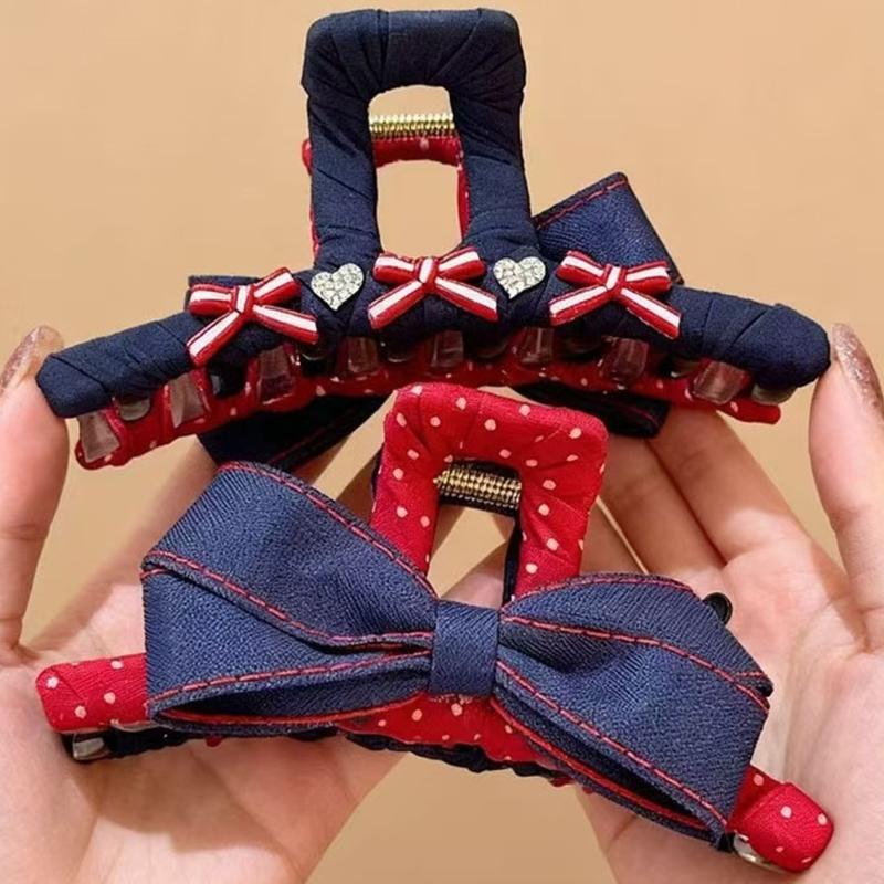 Hair Claw Clip With Jeans Fabric Korean Styles Design Strong Hold For Ponytails Updos Perfect Party Casual Wear