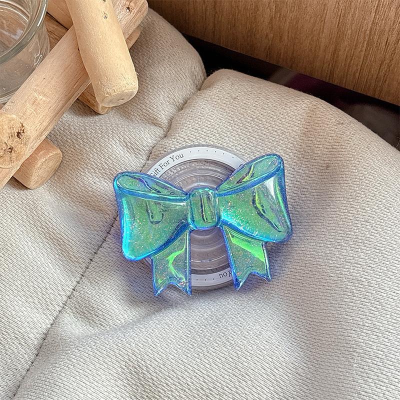 Wind Three-Dimensional Bow Decoration Internet Celebrity Mobile Phone Airbag Holder Magnetic Women'S Ring Original Gift