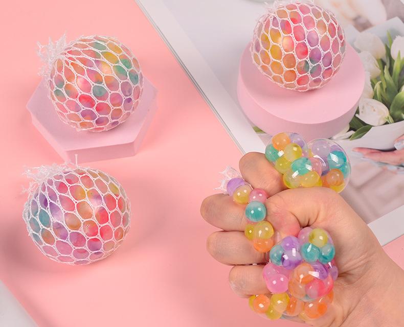 The Rainbow Bead Pressure Reducing Ball Squishy Fidget Toys Funny Stress Reliever Reduce Pressure Prop for Childrens and Adults