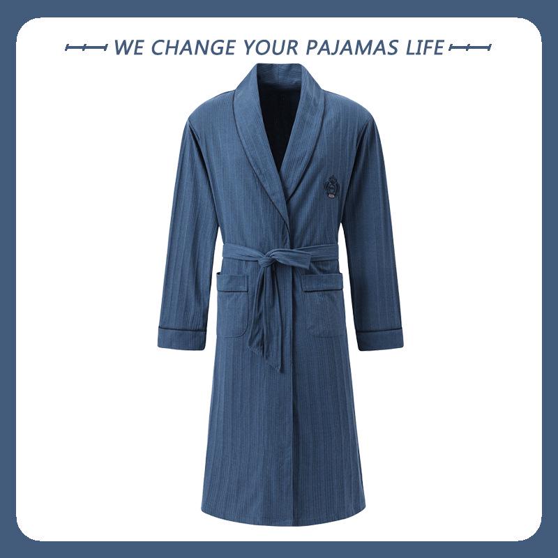 Men's Arctic Velvet Long-Sleeved Cotton Bathrobe - Spring & Autumn Style, Mid-Length, Plus Size, Youth Homewear