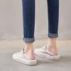 Fashion GKTINOO Genuine Leather Lace Up White Shoes For Women Flats Heel Sofe Soles Sneakers Shoes Luxury Leisure Fashion Big Head Shoes