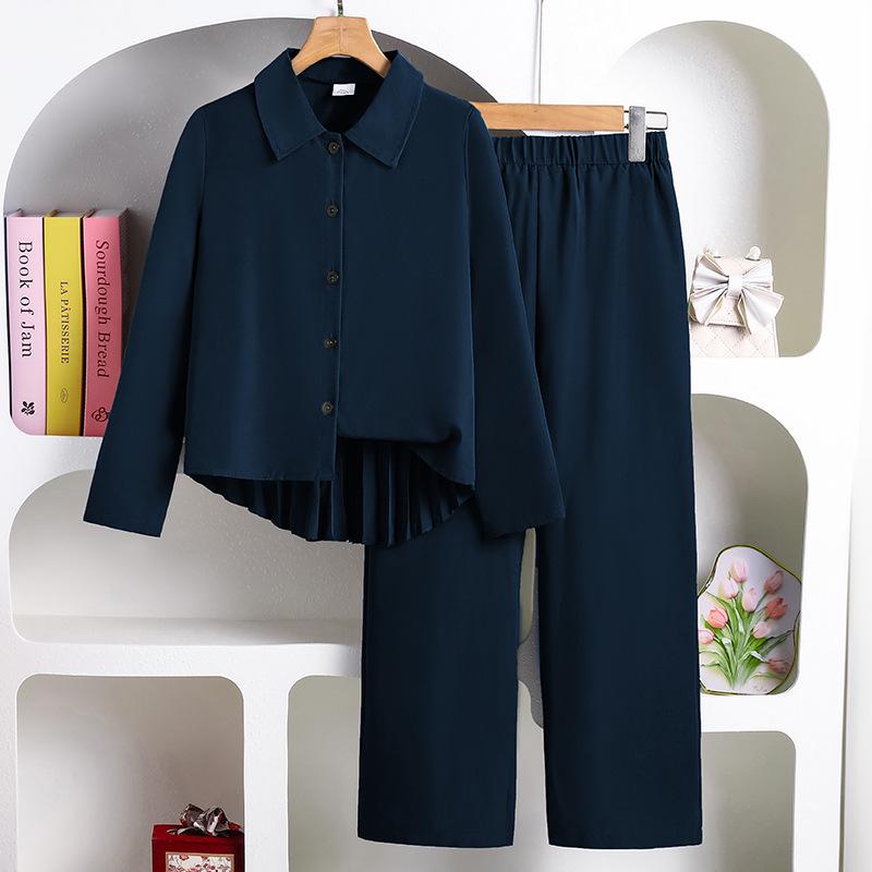 Rudens '25 Laisvalaikio Klostuotos Blūzės ir Plačių Kelnių Rinkinys Vaikams