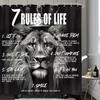 Black Men'S Shower Curtain African American King Portrait With Inspirational Quotes, Waterproof Fabric Bathroom Set With