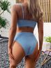 2023 new spiral pit strip U-shaped high-waisted bikini sexy swimsuit woman swimsuit