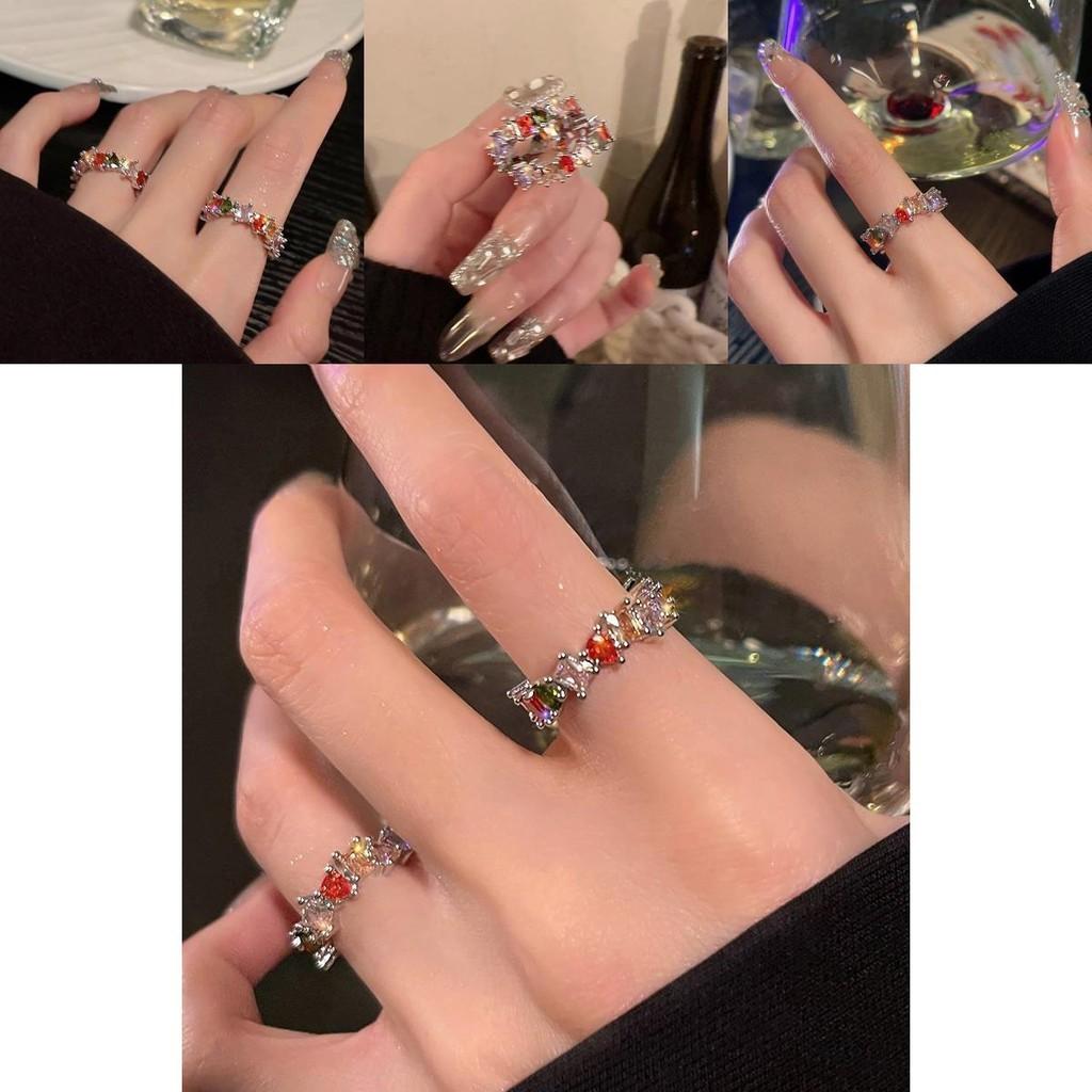Copper Sophisticated Ring For Women With Colorful Zircon And Adjustable Open Design Summer For