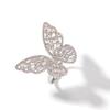 Hip Hop Pink Butterfly Ring Cubic Zirconia Gold Plating Baguette CZ Toe Finger Ring Women Rapper Bling Bling Jewelry