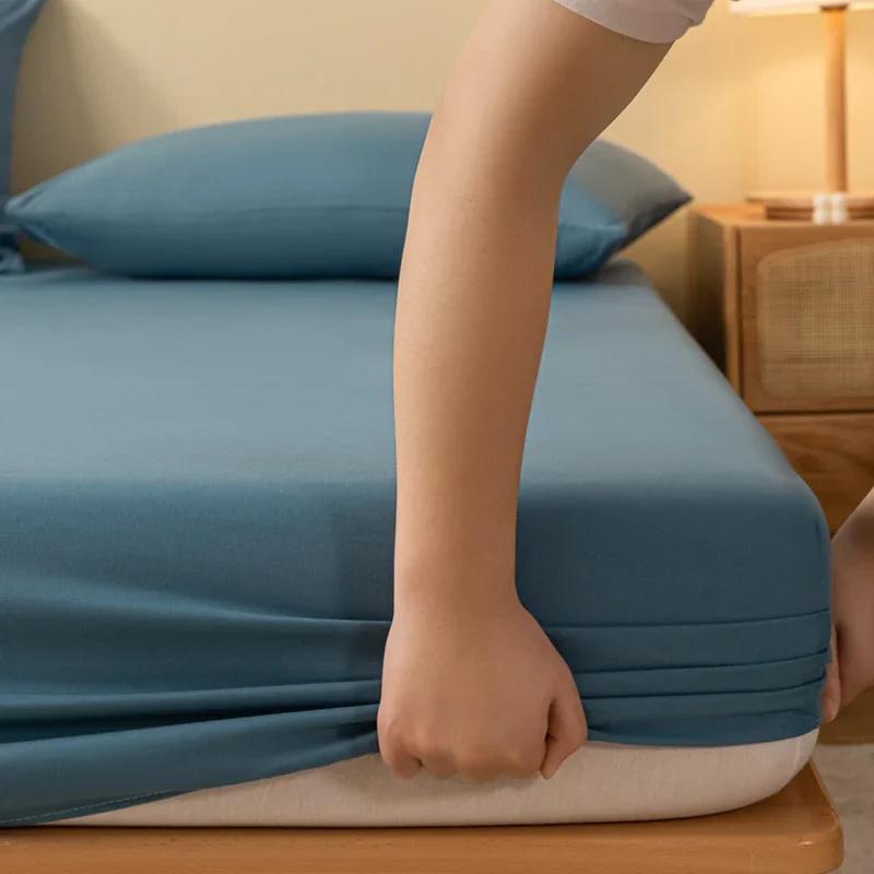 1PC Bed Sheet Elastic Fitted Sheet Mattress Cover Couple Bed Linen Bedspread With Elastic Band Bed Sheet Solid Color Mattress Cover