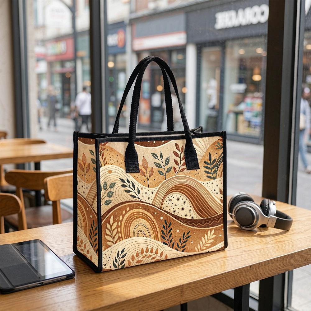 Boho Artistic Tote Bag Casual Daily Use Versatile Carryall Stylish Nature Print Bag