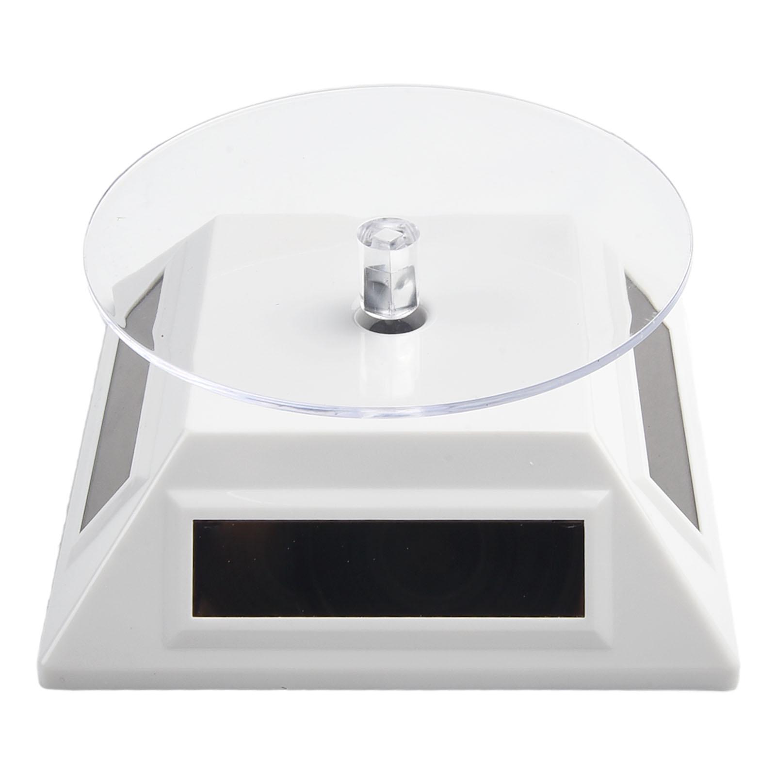 

Solar Powered For 360 Degree Rotating Display Stand for Jewelry Watches Mobile Phones and Products with Turntable Base білий