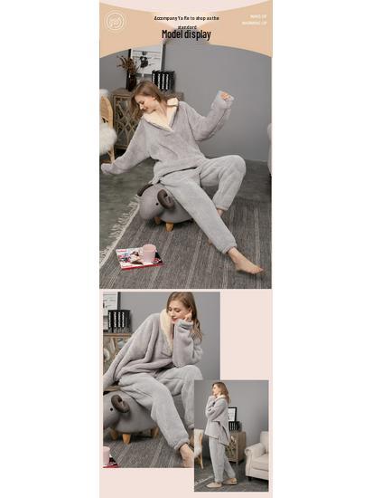 European-Size Christmas Pajamas: Plus Size Shu Cotton Fleece Long Sleeve Homewear Set