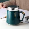 Letter Painted Ceramic Espresso Coffee Mugs Home Porcelain Tableware Large Travel Tea Mug Milk Latte Water Cup with Lid 430ml