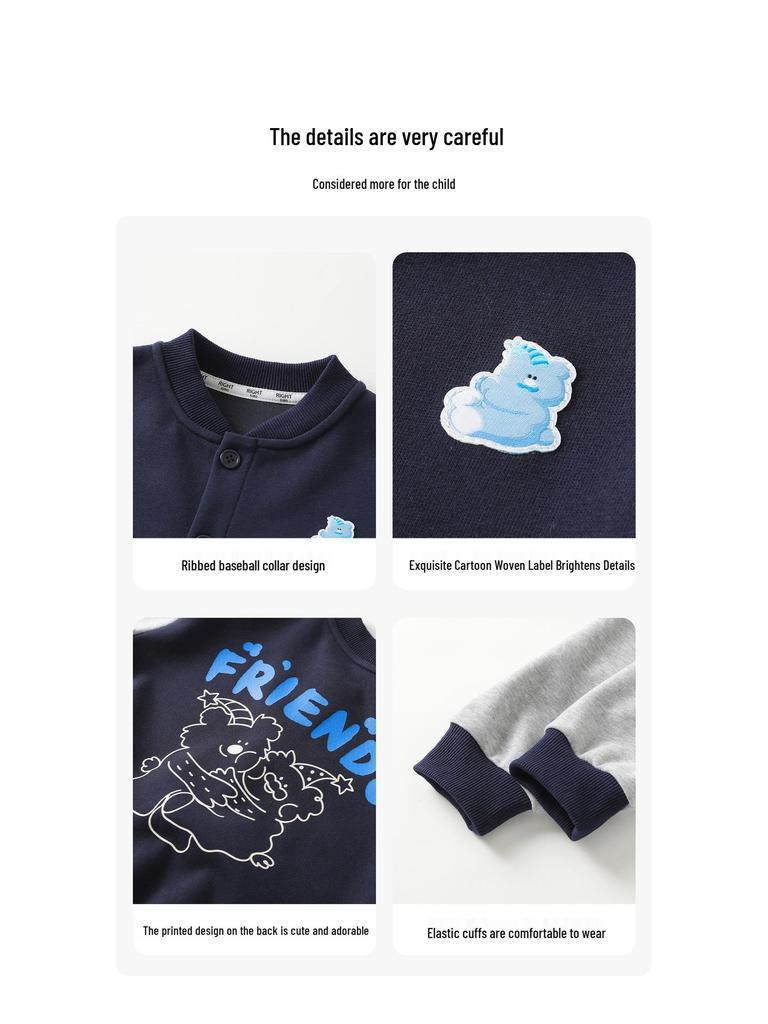 European Boys' Baseball Jacket - Spring 2026 Toddler/Children Casual Top for Spring/Autumn
