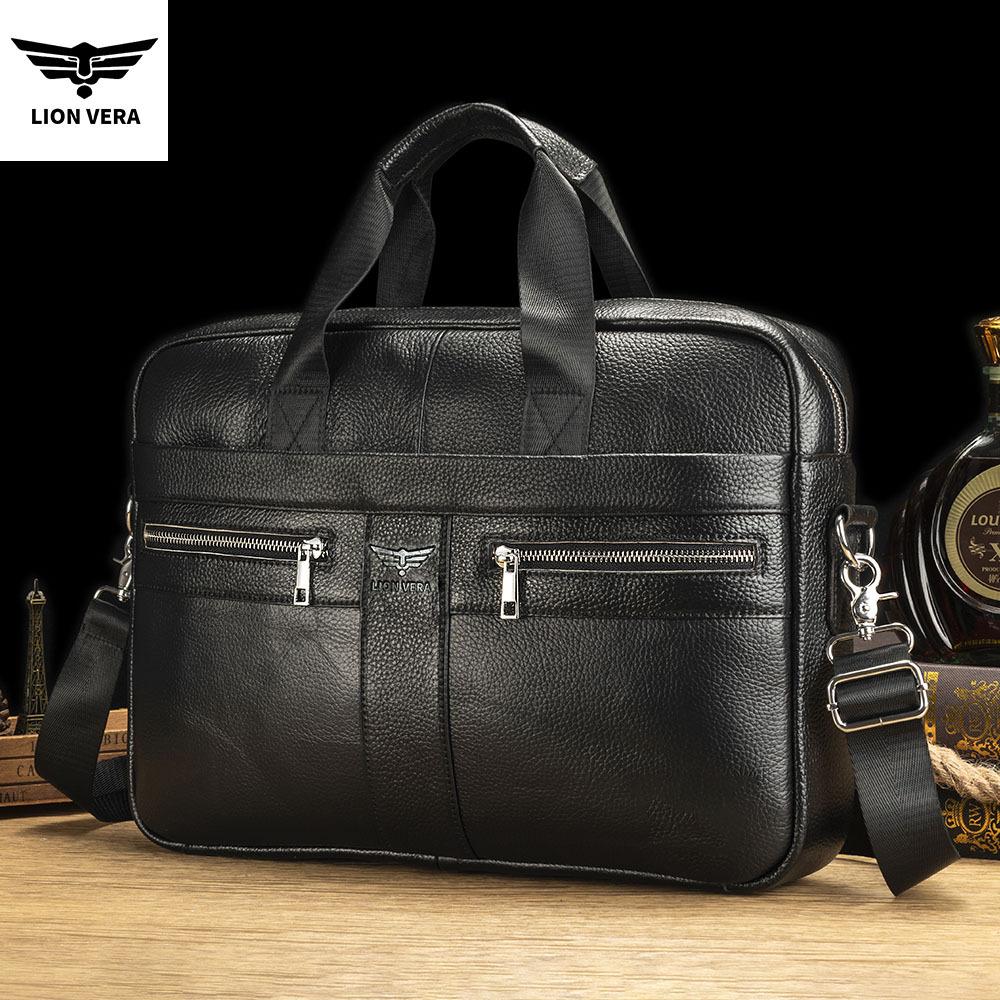 Men Top Grain Leather 16 Inch Laptop Bag Luxury Business Crossbody Briefcase чёрный