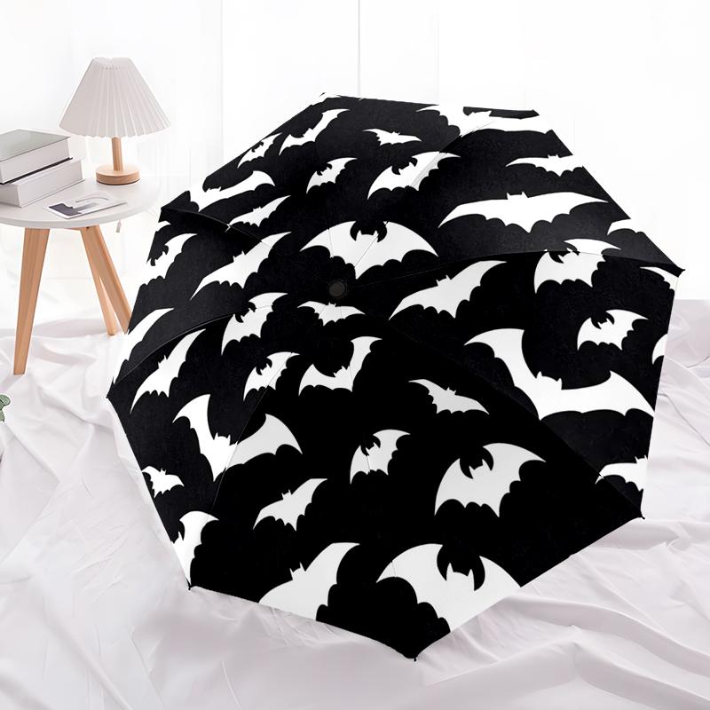 Halloween Night Bat Umbrella Automatic Open/close, Sturdy Iron Frame & 8-Rib Structure, Umbrella for Women & Men, Christmas Gift