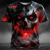 Vintage Fire Skull T Shirt For Men Digital 3D Print Horror Art Short Sleeve O Neck Summer Streetwear Halloween Casual Tops 2026