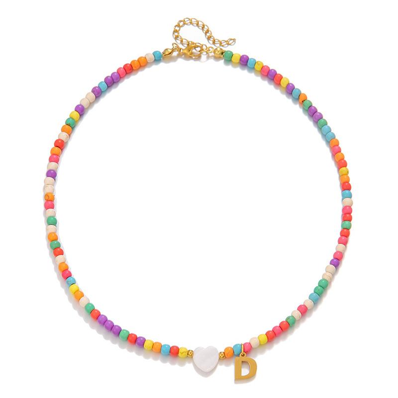 2026 New Colorful Beaded Initial Letter Necklaces for Girls Women Handmade Beads Choker Bohemian Necklace Jewelry Gift Wholesale