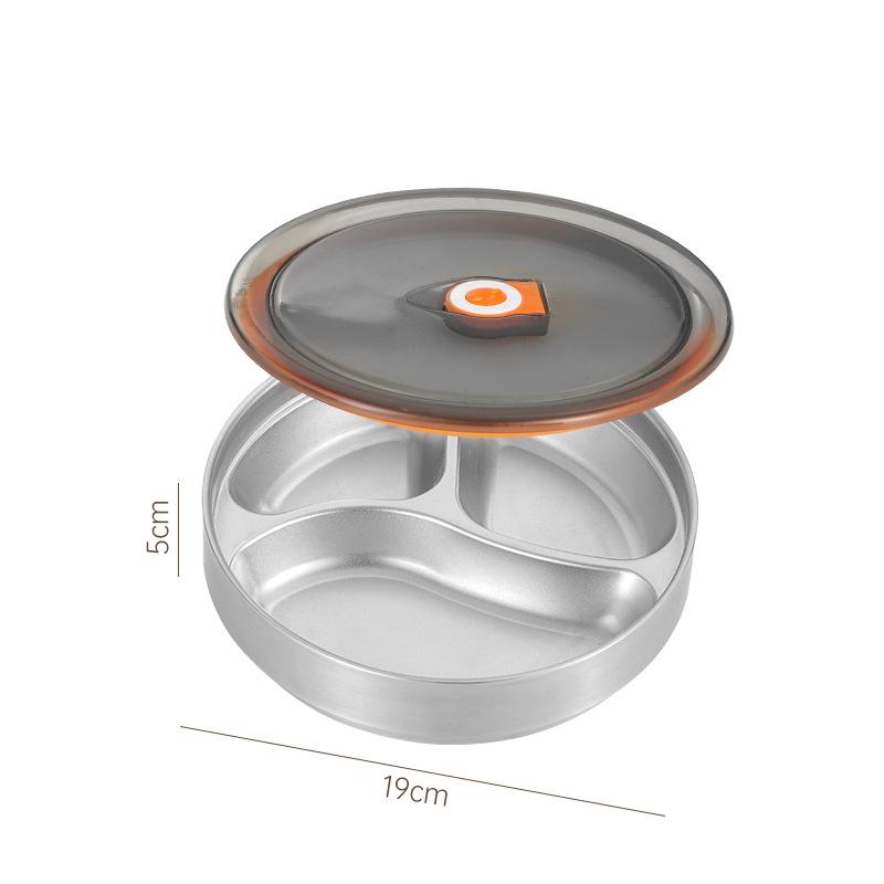 

Поднос для обеда из нержавеющей стали 304 с крышкой, контейнер для ланча, тарелка для еды для школьной столовой, 3 решетки, поднос для бенто, столовая посуда