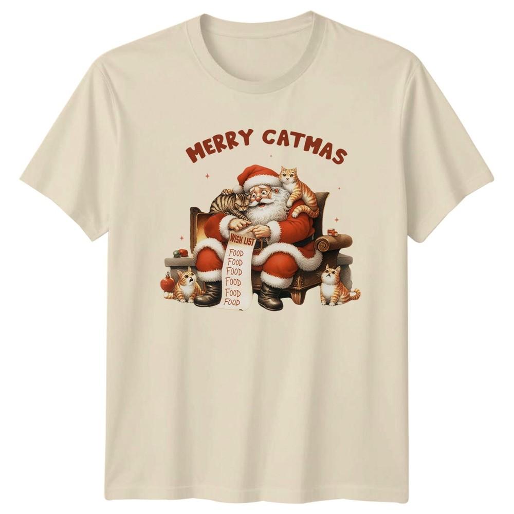 Merry Catmas Wish List Food Santa Cats Christmas Holidays Unisexs TShirt Unisexs