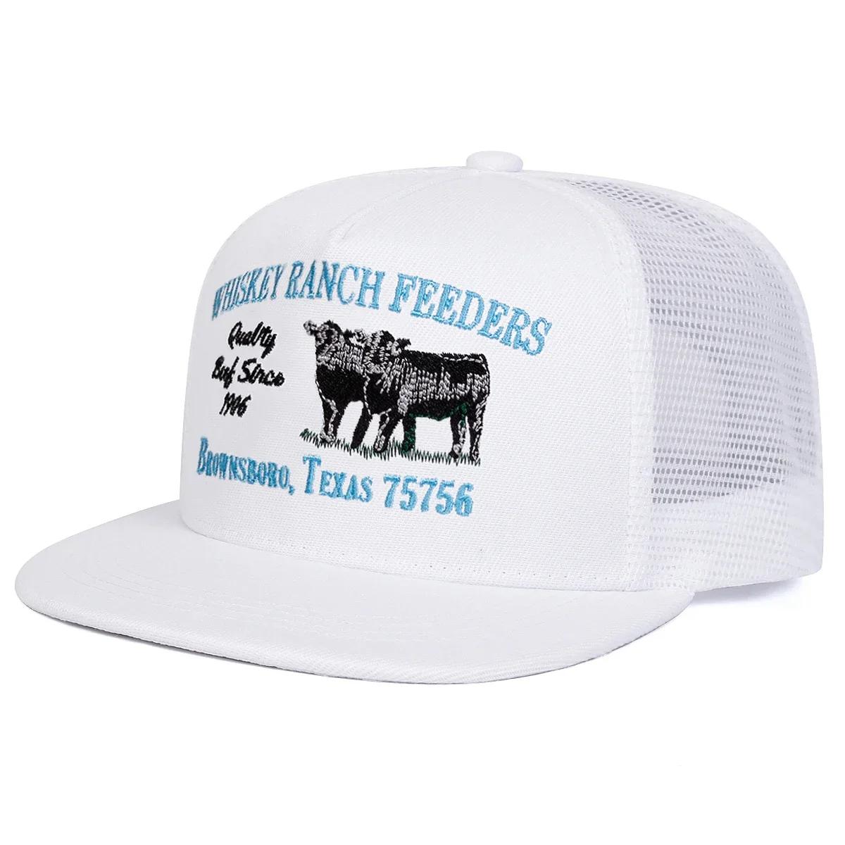 

Unisex WHISKEY RANCH FEEDERS Embroidery Hip-hop Net Hats Spring Summer Outdoor Adjustable Casual Baseball Caps Sunscreen Hat Cap белый