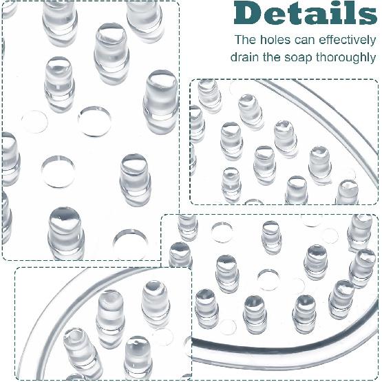 Plastic Soap Dish 2 Pack Clear Soap Dish for Bar Soap with Holes Soap Savers Soap Sponge Holder for Kitchen Bathroom Shower Counter 4.5 x 3 x 0.7