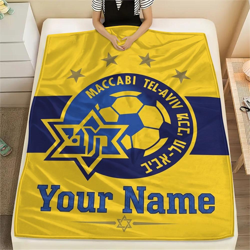 1 Stück Maccabi Fanartikel Benutzerdefinierter Name Gemustert Flanelldecke Geeignet Für Alle Jahreszeiten Für Heimdekoration Wärme Und Komfort Geschenke Feiertagsgeschenk