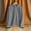 Loose Men's Linen Long Sleeve Shirt Casual Stand Collar Top Color Men's Casual Shirt Comfortable Breathable Summer Wear