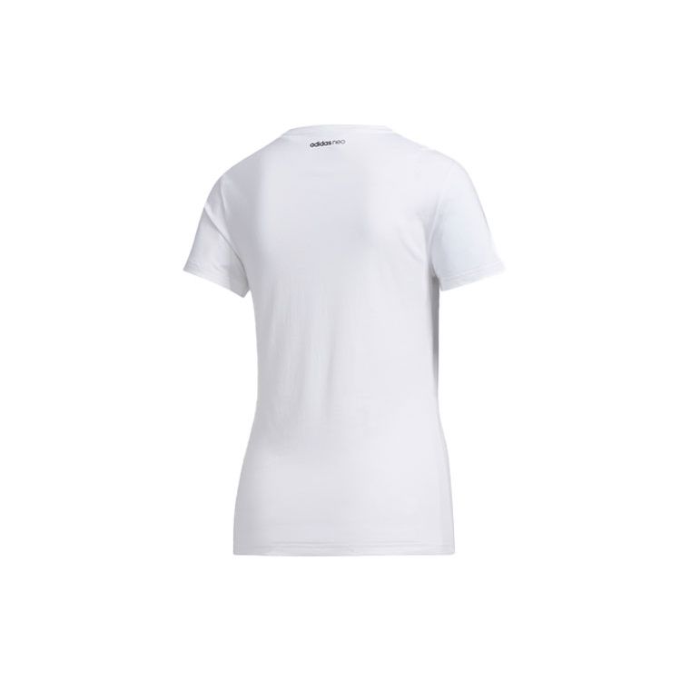 Adidas Neo Three Stripes Color Block Pattern Print Round Neck Short Sleeve T-Shirt Women Tops White GK1568