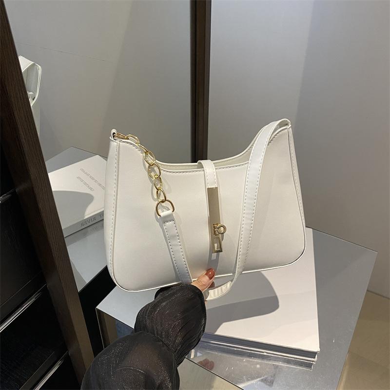 Осенняя простая ретро корейская дизайнерская нишевая сумка-полумесяц, плечевая, портативная, подмышечная сумка белый