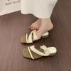 Retro Versatile and Not Tired of Feet with Open-toed Slippers for Women's Summer Wear Lazy Wind 3cm Small High-heeled Sandals