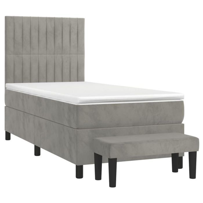 Maison Exclusive - Sommier à lattes de lit et matelas Gris clair 90x200 cm Velours