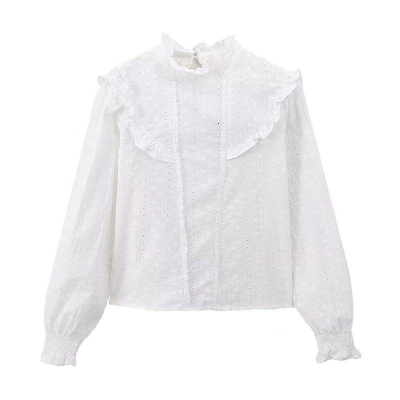 Kaslead New Arrival Women's Fashion Style Fashion Hollowed-out Embroider Romantic Style Shirt 4387234