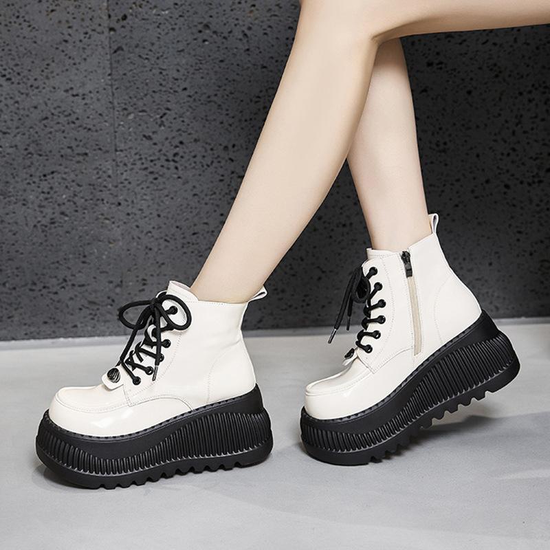 Thick-soled Martin Boots Women's 2025 Autumn and Winter New Versatile Muffin Inner Height Increase Women's Shoes Small British Style Short Boots