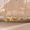 Vintage Maple Leaf & Lotus Stainless Steel Necklaces for Women 18K Gold-plated Anti Fading Choker Wedding Jewelry Accessories