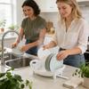 Silicone Dish Rack with Utensil Holder & Drainboard Foldable Kitchen Organizer for Counter Sink, Home Camping Travel Dorm