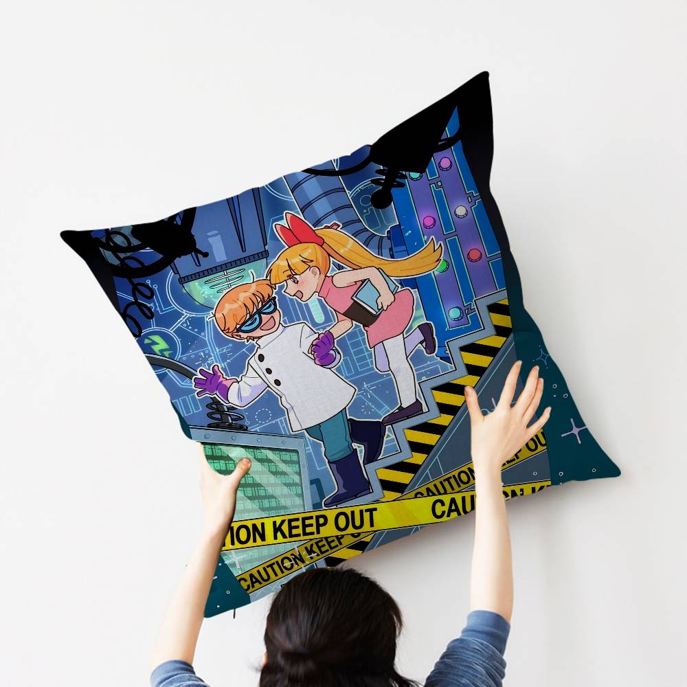 Kreslený D-Dexterova laboratoř Personalizovaný obrázek text domácí dekorativní polštáře Domácí dárky 45x45cm