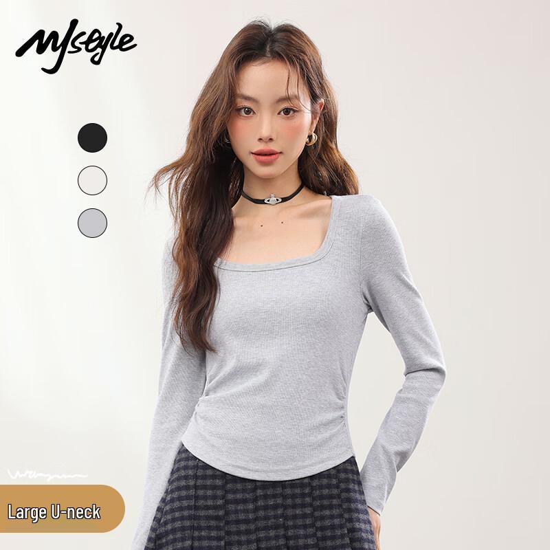 MJ STYLE Women s Square Neck Slim-Fit Knit Top XL