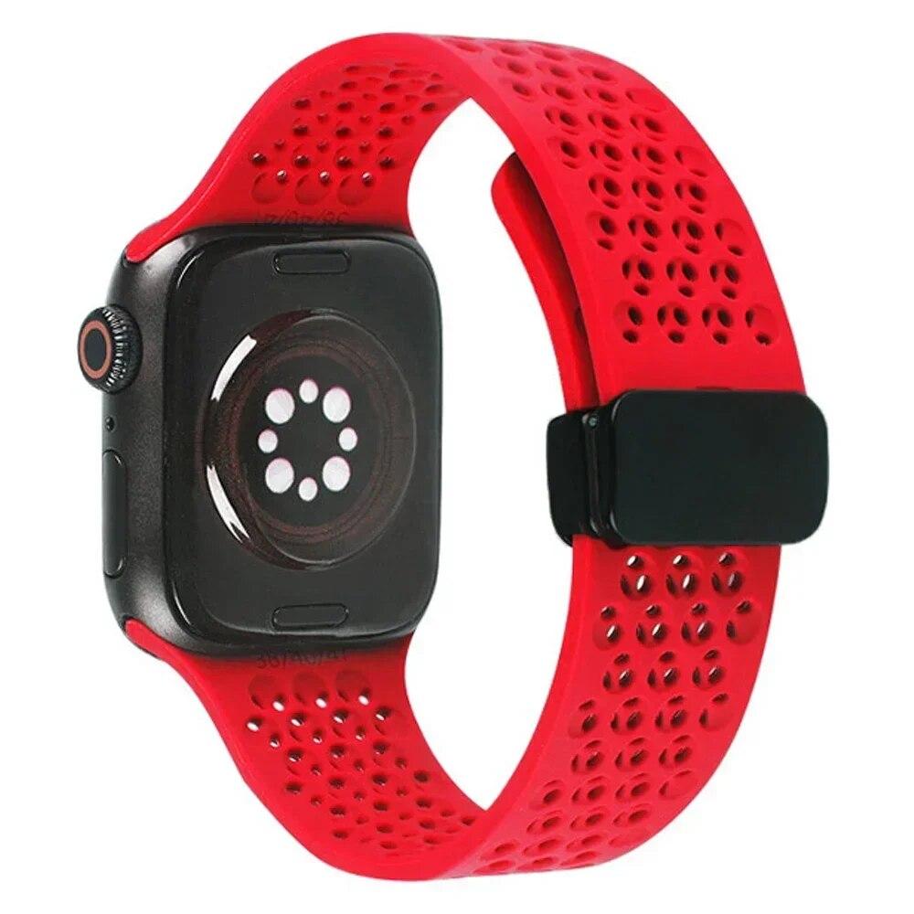 Magnetický sportovní silikonový řemínek pro Apple Watch 49mm 45mm 44mm 41mm 40mm 42mm 38mm gumička pro IWatch Series 9 8 7 6 5 4 Se Ultra 2
