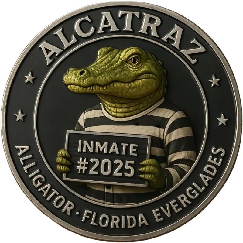 Alligator Alcatraz Inmate Mugshot Novelty Coin,Alcatraz Prison Memorabilia, Unique Collectible Challenge Coin, Unusual History Gift