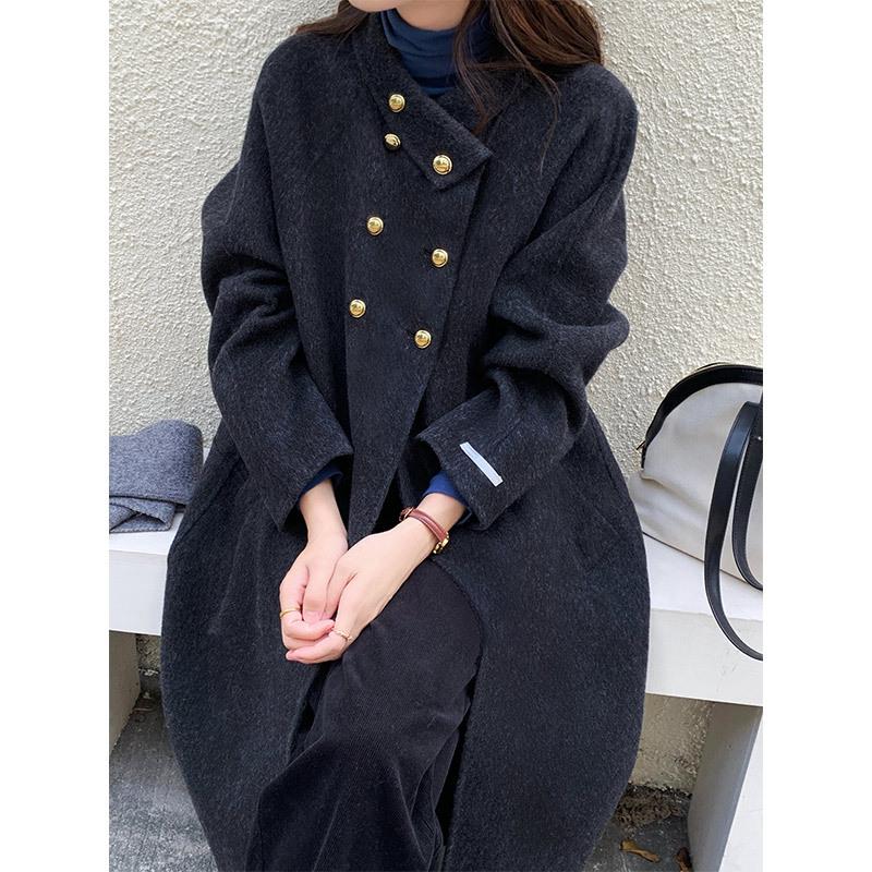 Q660 high-end Albaka retro double-breasted cashmere coat women's daily leisure commuting versatile woolen coat