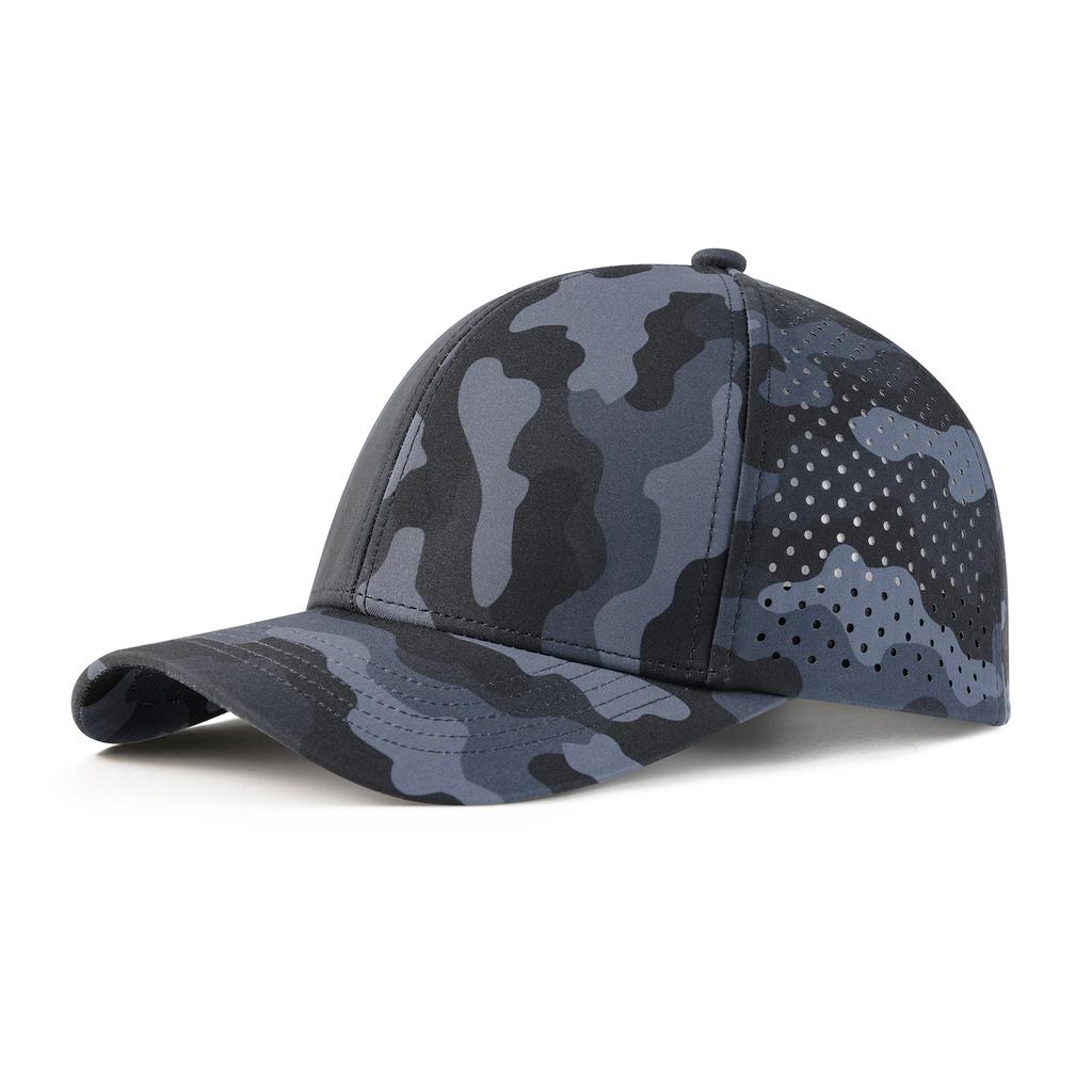 VOBOOM Men Quick Dry Baseball Cap Laser Cut Mesh Ball Curved Brim Snapback Hat Outdoor Running Travel Black Hat