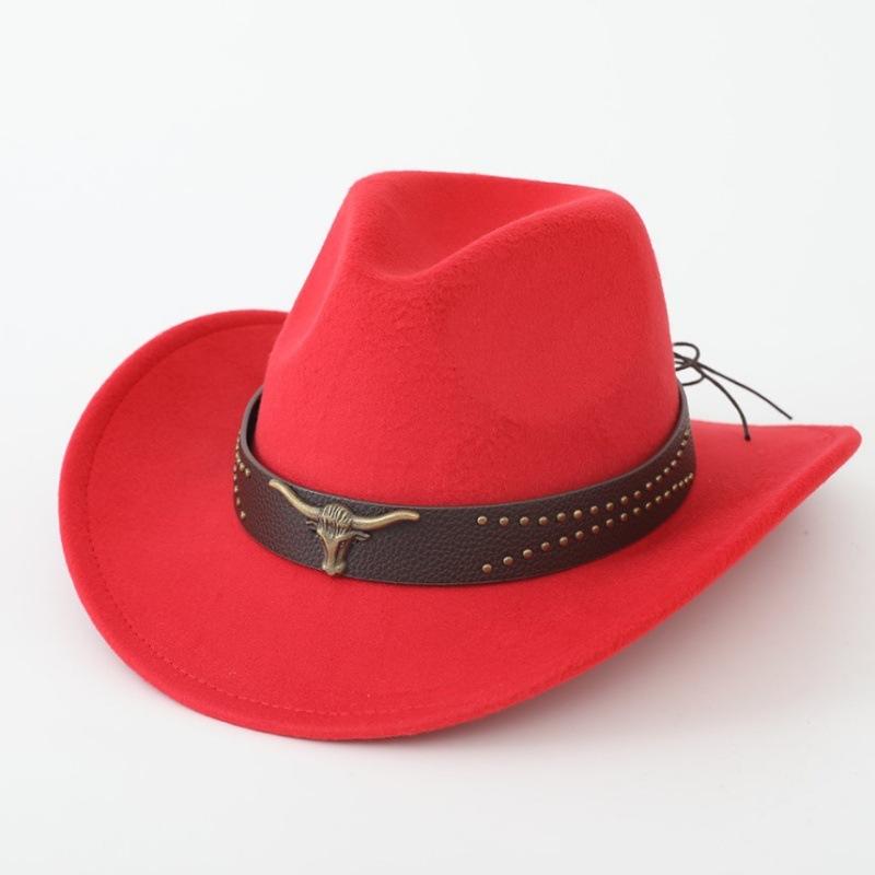 New Western cowboy hat, Tibetan wool top hat, men's and women's autumn/winter outdoor ox-head accessory, travel riding hat