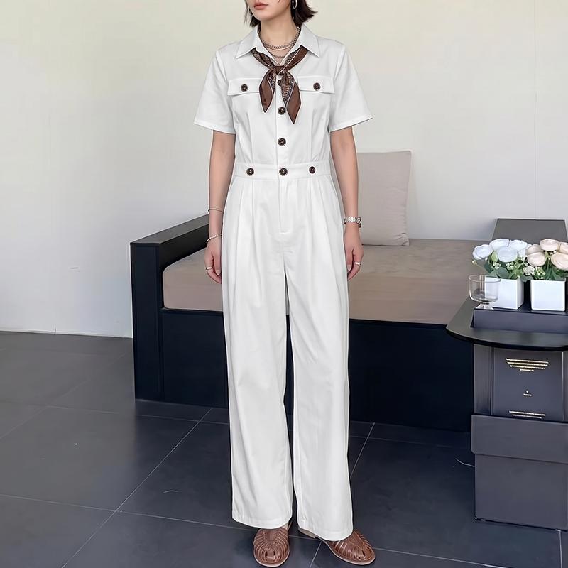 ZANZEA Women Casual Turn Down Collar Loose Short Sleeve Long Jumpsuits M