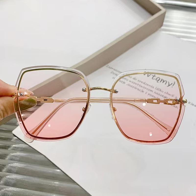 Blush frameless women s personality trendy sunglasses glasses popular sunglasses trimmed fashion розовый