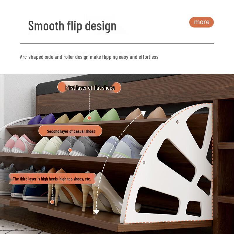 Changbaosen Entryway Flip-Top Shoe Cabinet with Bench