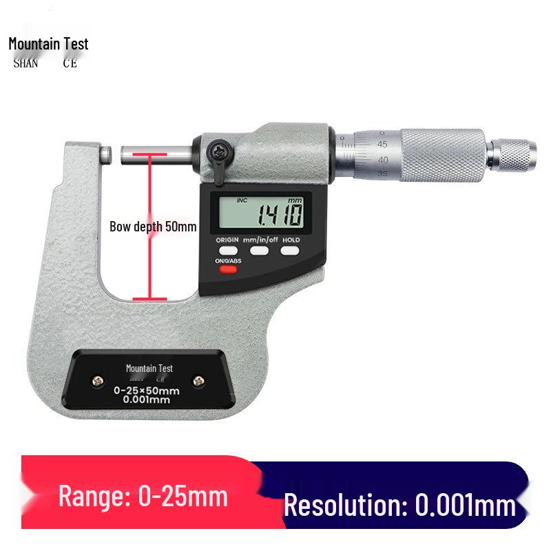 Shan Ce 0-25mm Digital Depth Caliper, 0.001 Precision with 50mm Measuring Plate for Thickness and Depth Measurement