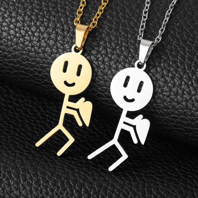 Cartoon Spaß Halskette Nähen Mode Einfach Liebe Kind Anhänger Paar Edelstahl Männer und Frauen Familiengeschenk