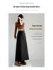 Women's Black Knit Skirt - 2026 Spring Arrival: Versatile Slimming Midi with Slit and Sticky Rice Hip Wrap.