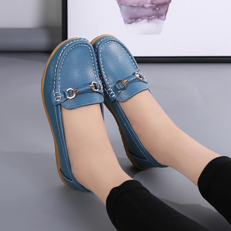Women Leather Moccasins Soft Yellow Loafers Casual Elegant Summer Breathable Flats Walking Shoes for Mother